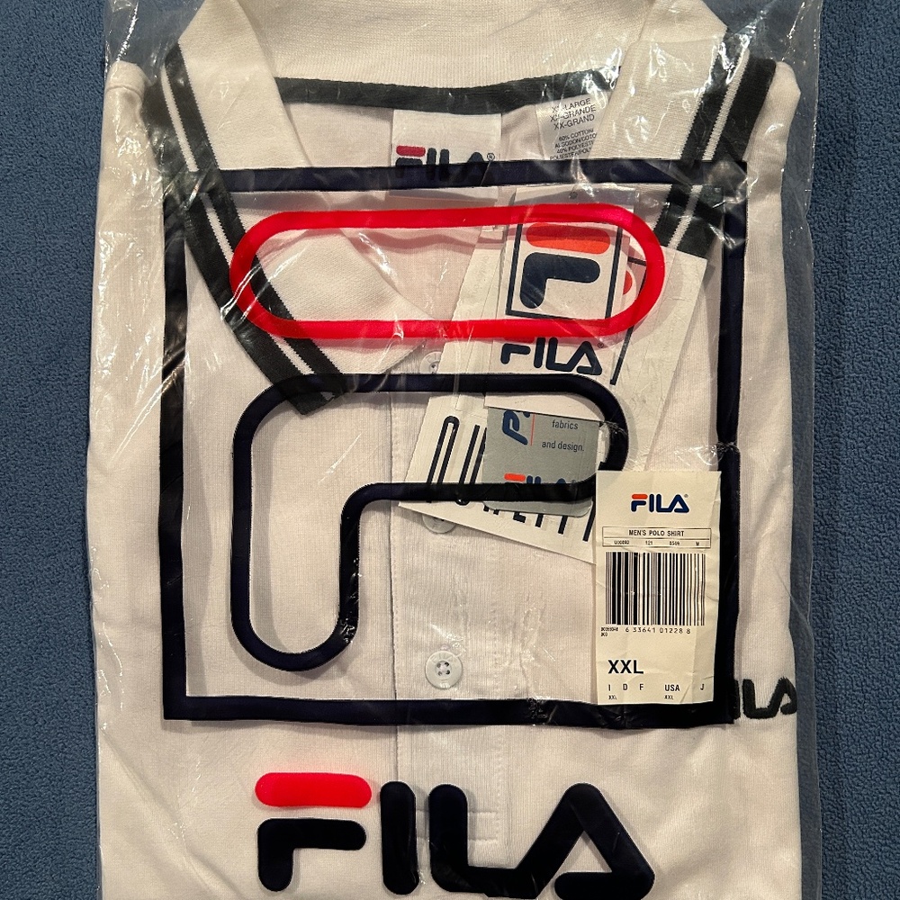 Brand new with tags original 80's vintage unopened white fila XXL tennis polo